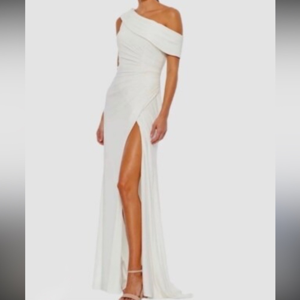 NEW with tags Ieena for Mac Duggal One Shoulder White Gown